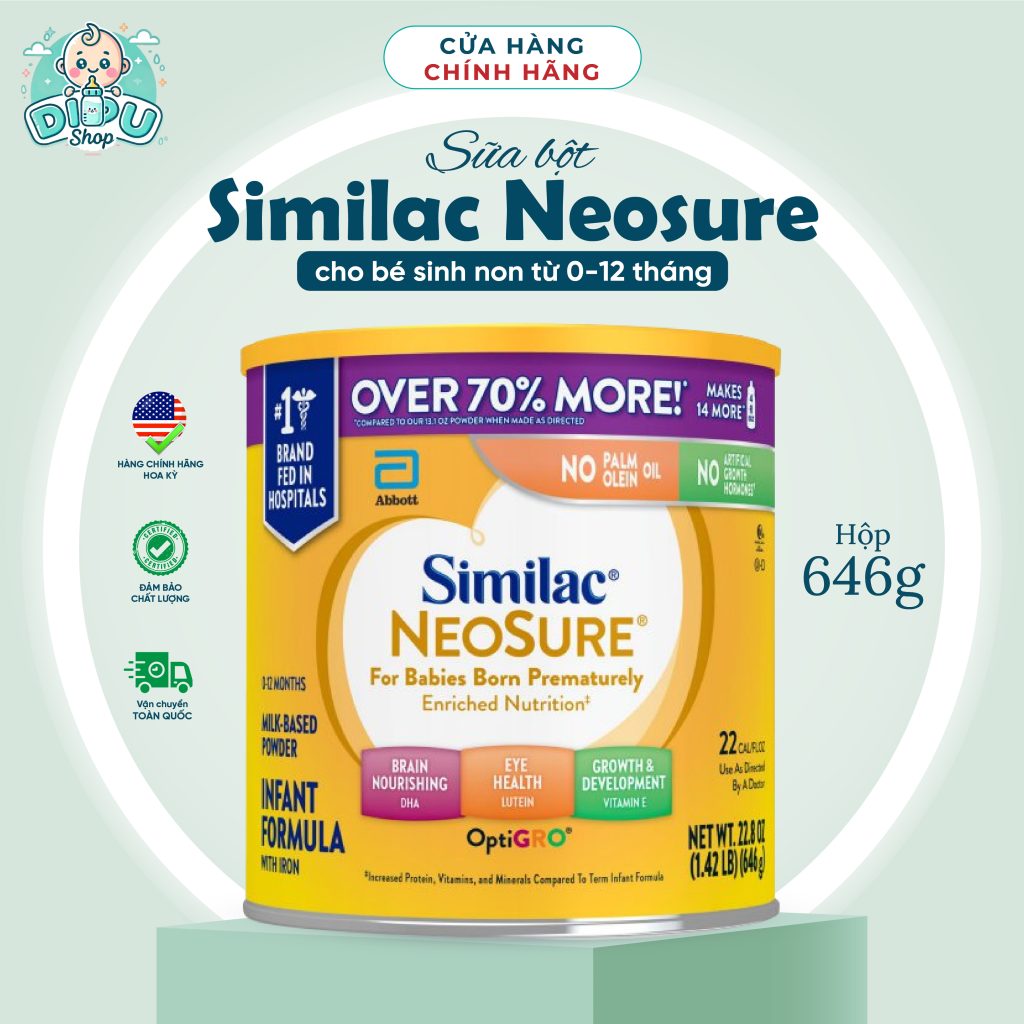 Sữa Similac Neosure Nội Địa Mỹ 646gr Dành Cho Bé Sinh Non, Nhẹ Cân