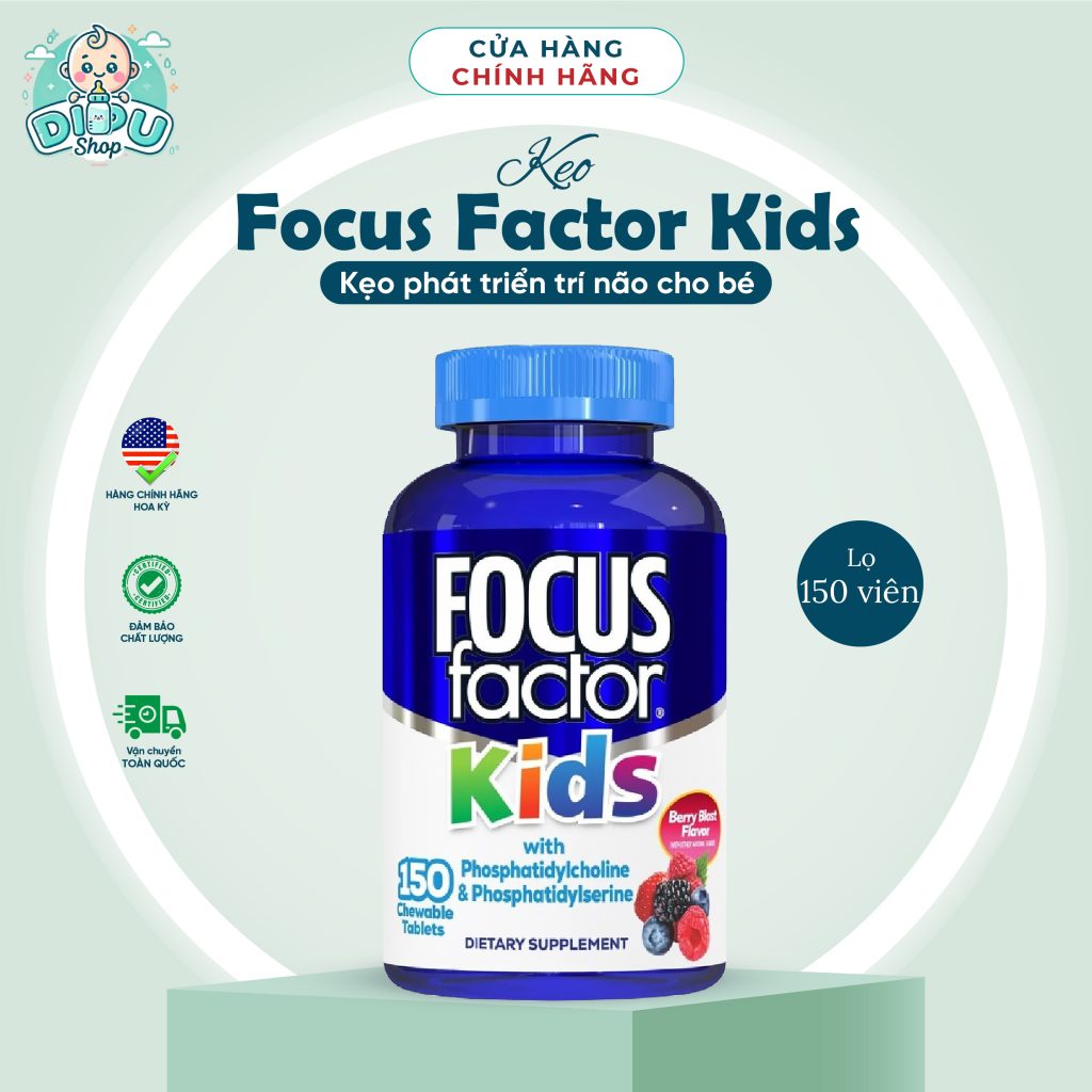 Focus Factor For Kids – viên nhai hỗ trợ não bộ cho bé từ 4 tuổi (150 viên)