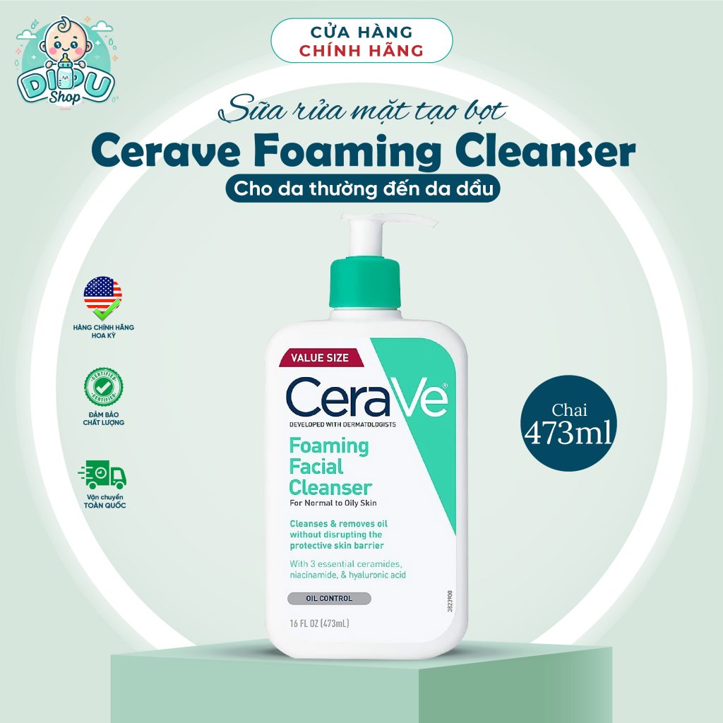 Sữa rửa mặt Cerave Foaming Facial Cleanser - 473 ml