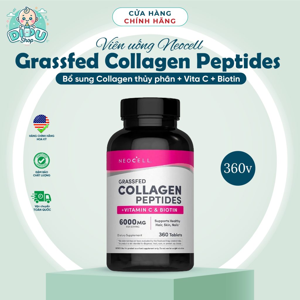 Viên uống Neocell Collagen Peptides + Vitamin C & Biotin- 360 viên