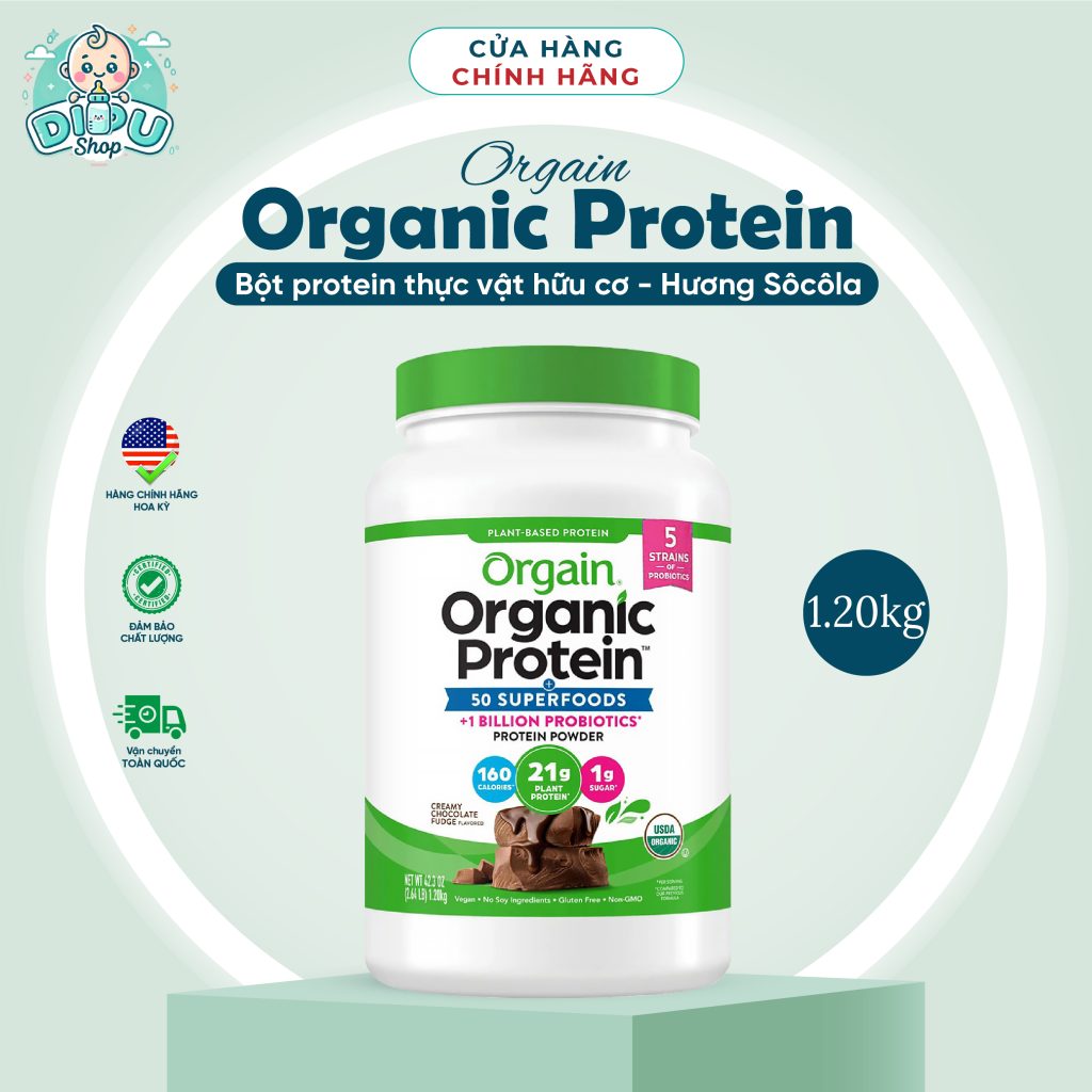 Bột Orgain Organic Protein vị sô cô la 1.20 kg (1 gr đường)