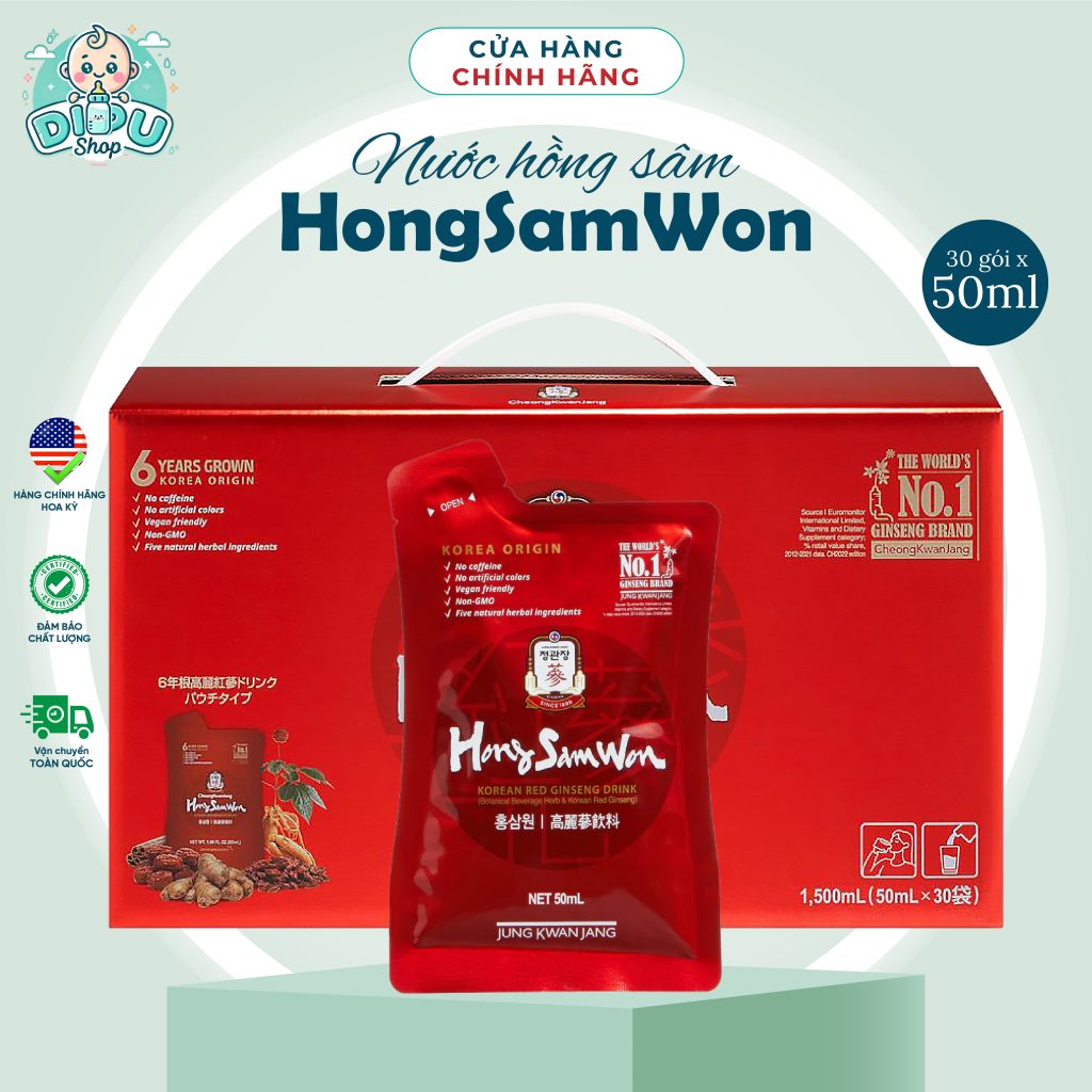 Hồng sâm Hàn Quốc 6 năm tuổi Hong Sam Won - Hộp 30 gói