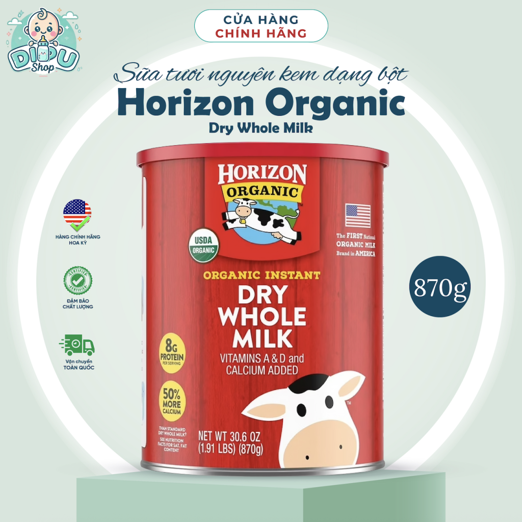Sữa nguyên kem dạng bột Horizon Organic Dry Whole Milk 870G