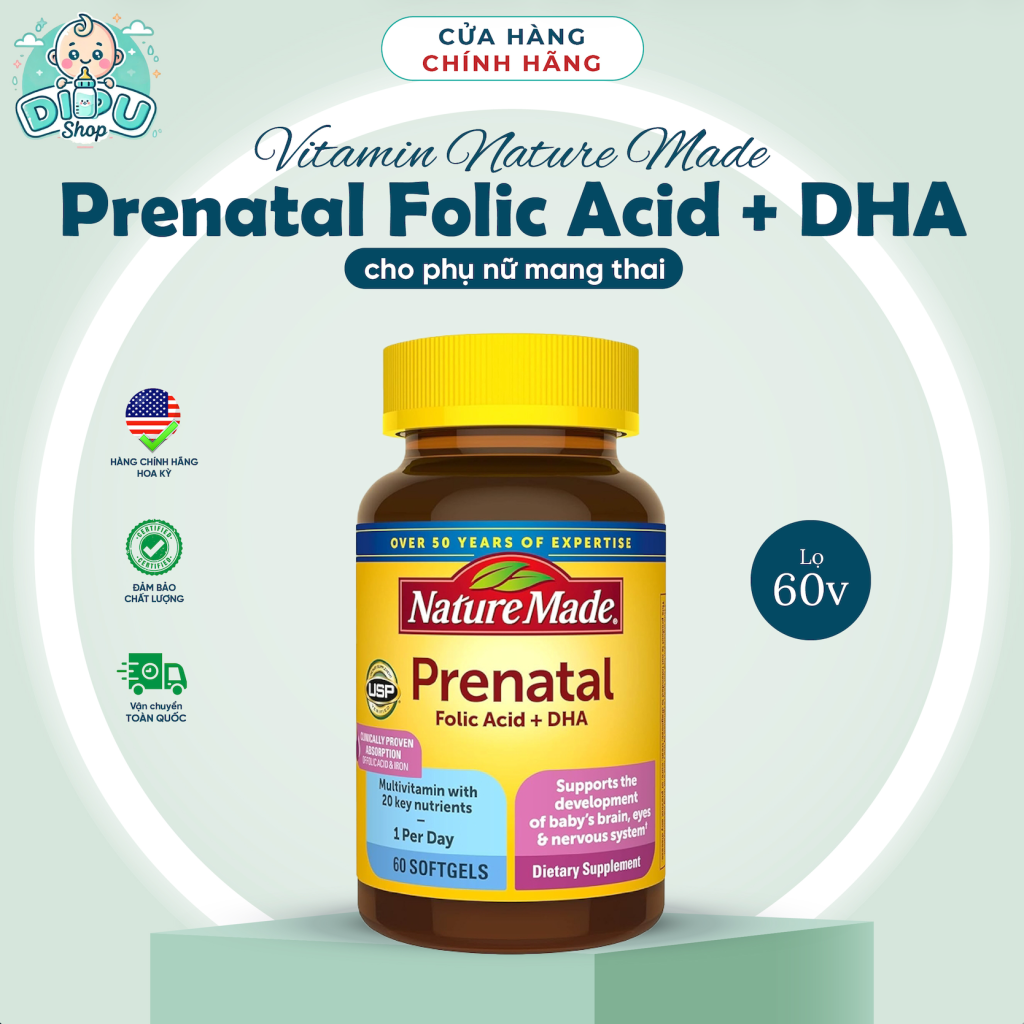 Vitamin Tổng hợp cho mẹ bầu Nature Made Prenatal - 60 viên