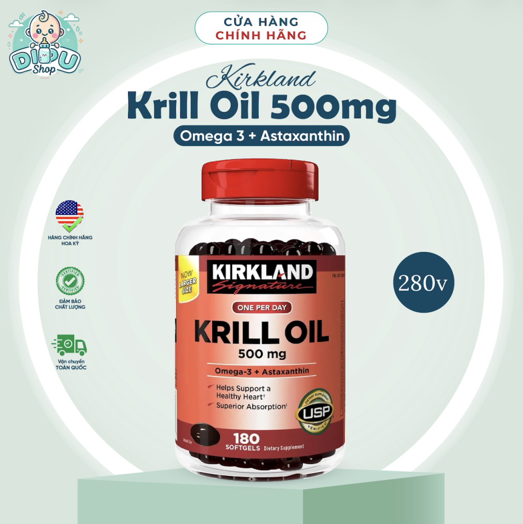 Dầu Nhuyễn Thể (Dầu Tôm) Krill Oil 500 mg- 180 viên