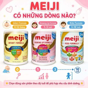 Sữa Meiji Infant & Growing Up Formula Nhập Khẩu Nhật Bổ Sung HMO Tăng Đề Kháng Cho Bé 0-3 Tuổi